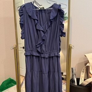 Pinch Ruffled Blue Maxi Dress